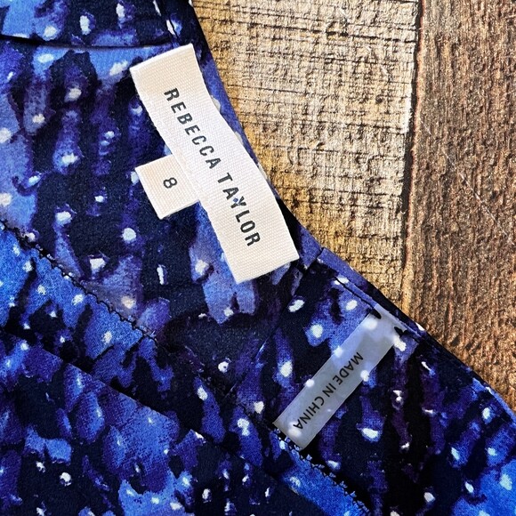 Rebecca Taylor Blue Silk Tank Size 8 V-Neck Summer Storm "Worn on TV" - Picture 5 of 10